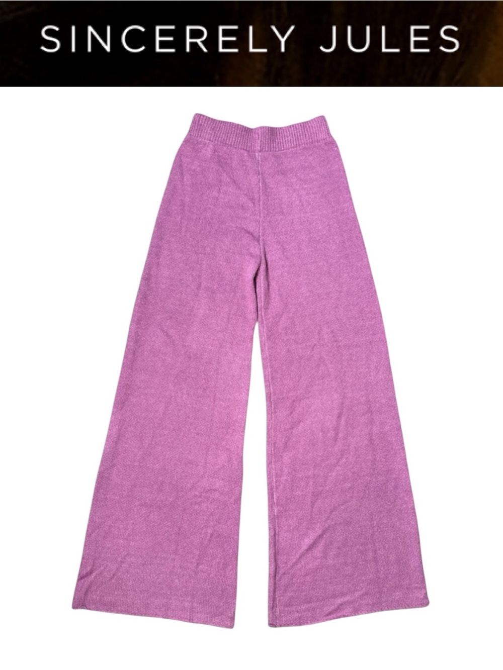 NWOT SINCERELY JULES ORCHID KNIT WIDE LEG LOUNGE BOHO PANTS SIZE MEDIUM